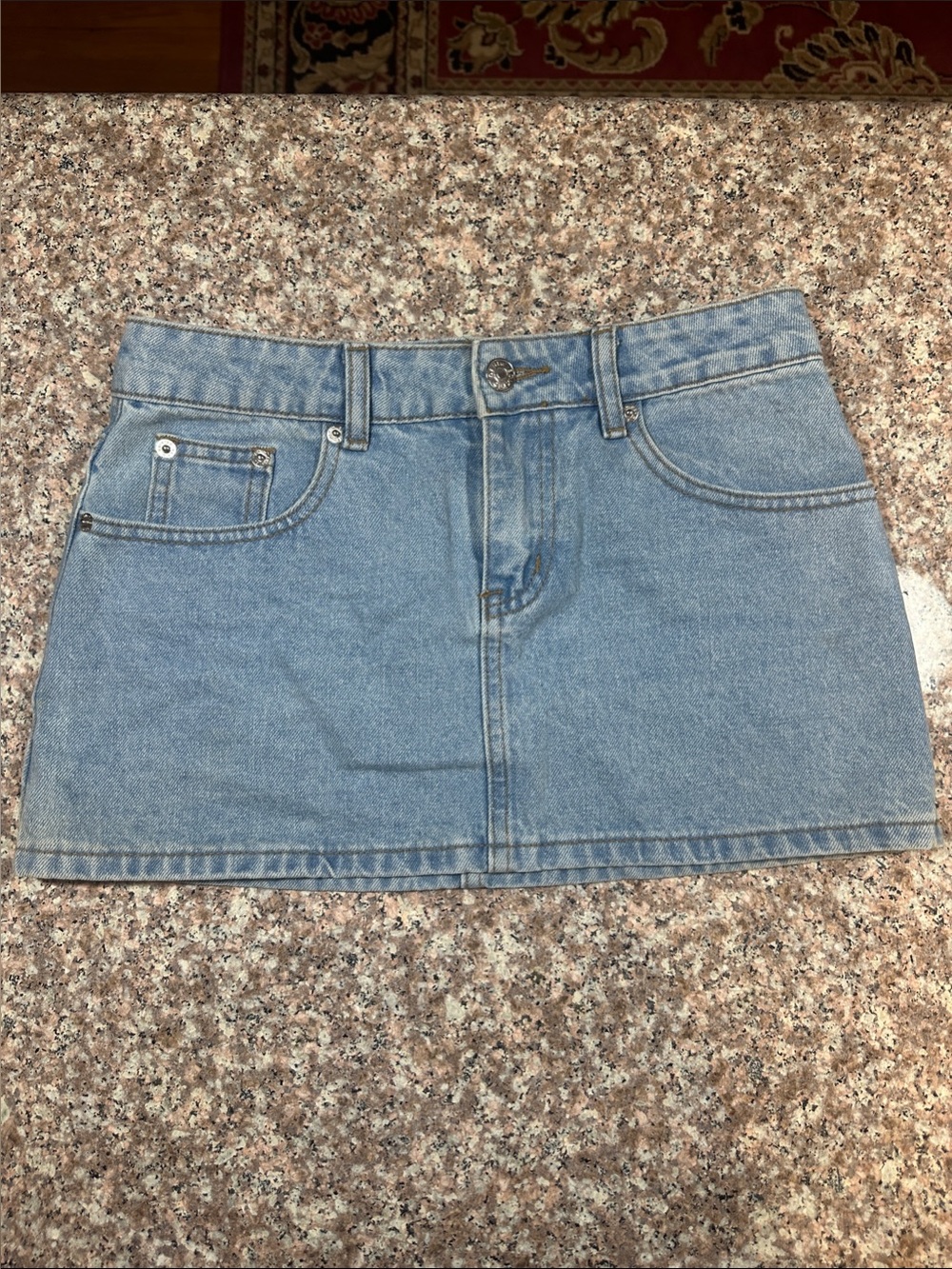 Edikted Light Blue Denim Mini Skirt